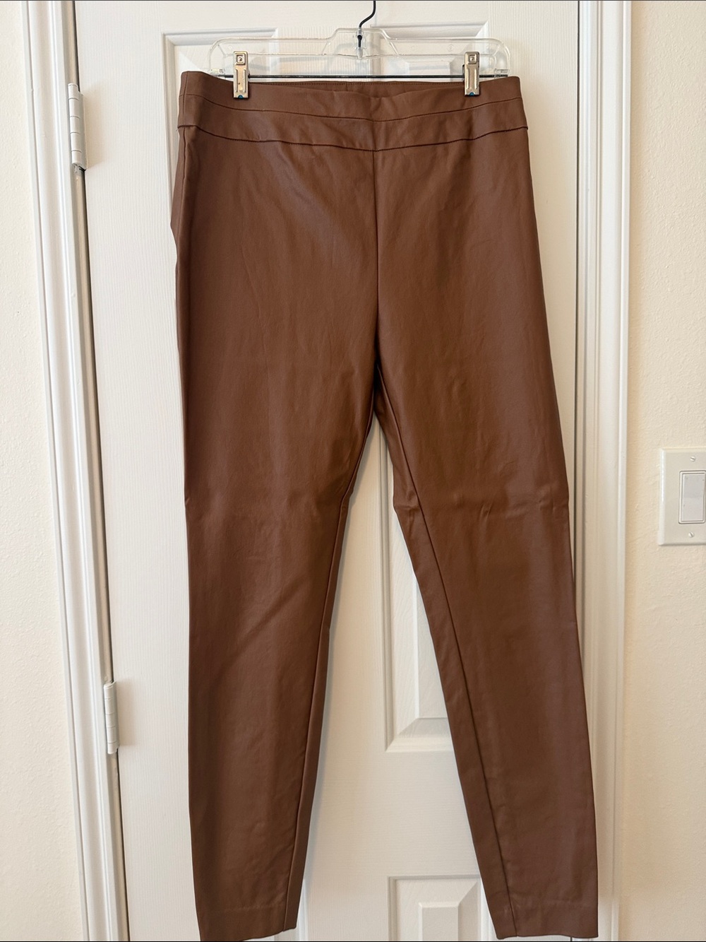 New York & Company Brown Faux Leather Skinny Pants
